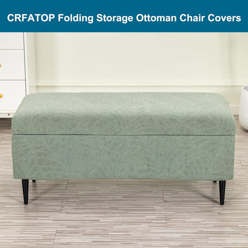 CRFATOP Waterproof Jacquard Ottoman Stool Cover Stretch Folding Storage Footstool Bench Slipcovers Upholstered Foot
