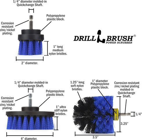 Drillbrush Cleaning Supplies - - Brush Drill Attachment Kit - Drill Brush Pads - Hot Tub Cleaner Brush - Pool Cleaner