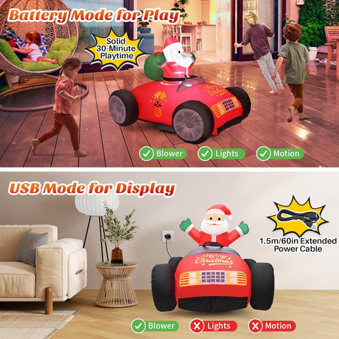 3.5FT 360Rotation, KLYLOP RC Inflatable Santa Claus Outdoor with Auto Inflate, Christmas Inflatables Santa Toys Car