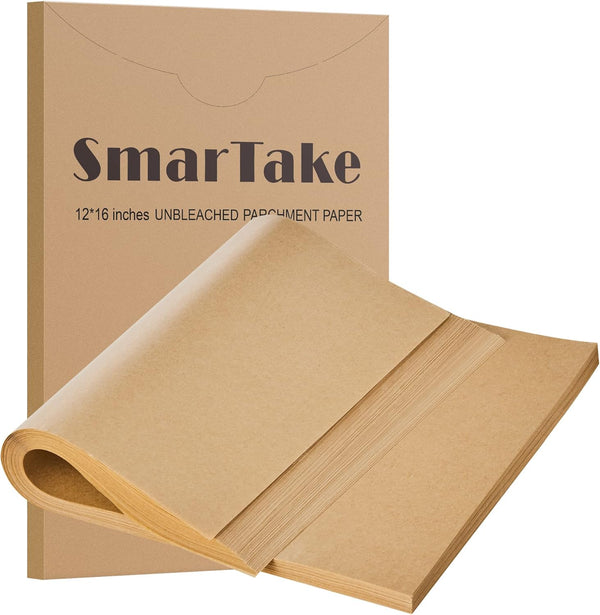 SMARTAKE 200 Pcs Parchment Paper Baking Sheets, 12x16 Inches Non-Stick Precut Baking Parchment