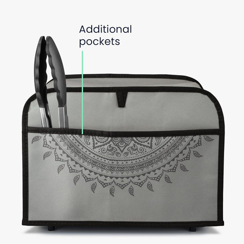 kwmobile Cover for 2 Slice Toaster - Compatible Toaster Cover - Indian Sun Grey
