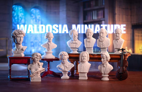 Waldosia Great Composers Bust Statuette Set with Artemis and Michelangelo's David Figurines
