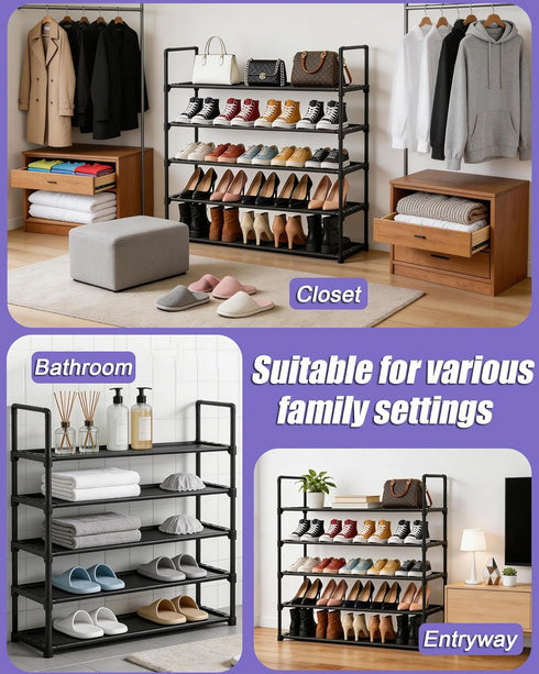 Yegazte 5 34.3" 20-25 Closet, Tier Shoe Rack Large Capacity, Wide Adjustable Shoe Organizer for Pairs, Sturdy Non-Woven