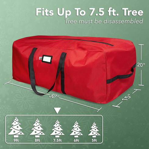 Holiday Cheer Heavy Duty Christmas Tree Storage Bag, Fits Up to 7.5ft Tall Artificial Tree, Waterproof with Zipper &