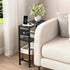 Small Narrow Side Table with Charging Station, Skinny End Table for Small Spaces, Slim Nightstand with Outlets, Sofa