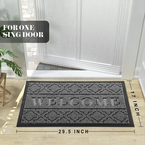 Yimobra Welcome Door Mat, Heavy Duty Sturdy Front Door Mat for Home Entrance, Non Slip, Easy Clean, Dark Gray, 29.5 x