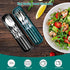 Travel Utensils with Case, 4pc Reusable Set, Camping Utensil Set, Portable Silverware for Work, Camping, School (Green)