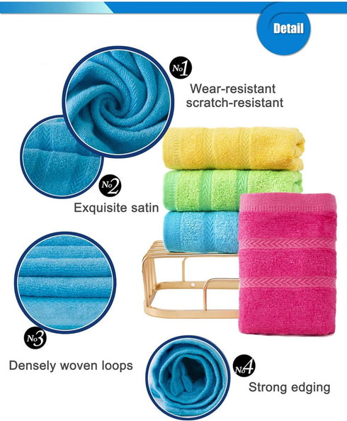 MEMRUI Multicolor Fingertip Towels for Bathroom, Kid's Face Towels, 10 x 18 Inches, 4 Pcs
