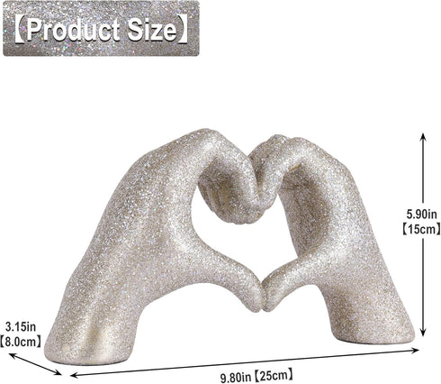 Heart Hand Sculpture, Champagne Gold Home Decor Aesthetics for Shelves on Coffee Table Dining Table Centerpiece