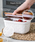 Countertop, Nucookery Ceramic Butter Dish, Embossed Butter Keeper with Wood Lid for Butter Holder and Container