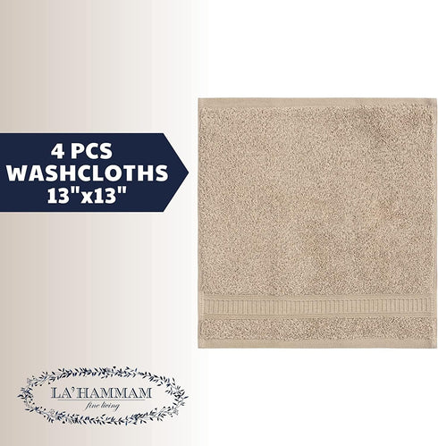 4 13 13 Set Piece Soft Turkish Cotton Washcloths for Bathroom, Kitchen, Hotel, Spa, Gym & College Dorm | Absorbent