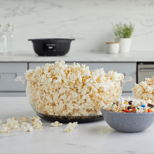 West Bend Stir Crazy Hot Oil Popcorn Popper - 6 Qt Popcorn Maker with Large Serving Bowl and Stirring Rod