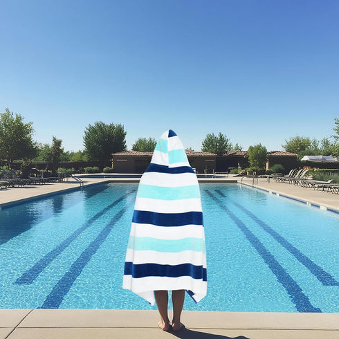 35 70 100% 630 COTTON CRAFT Hooded Beach Towel Oversized x Towel with Hood for Adults - Cotton Velour Terry Towel