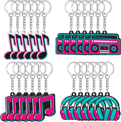 Fumete Music Party Favors, Silicone Music Note Keychain Bulk for Kids Birthday Party Supplies