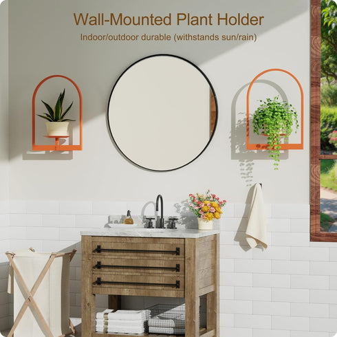 2-Pack Orange Metal Wall Plant Holder - Wall Mounted Plant Stands and Hanging Holders for Indoor Planter and Flower Pot