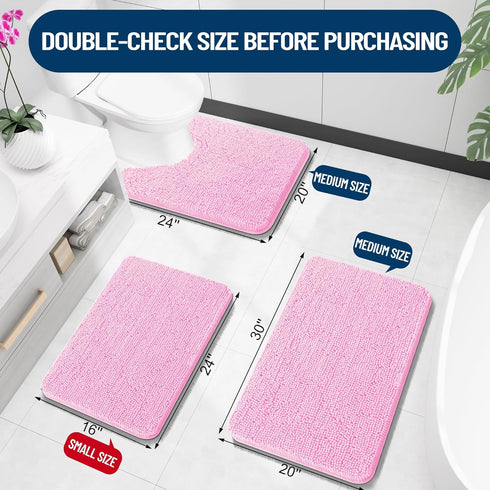OLANLY U-Shaped Toilet Rugs 24x20, Extra Soft Absorbent Chenille Bathroom Mats, Non-Slip, Machine Washable