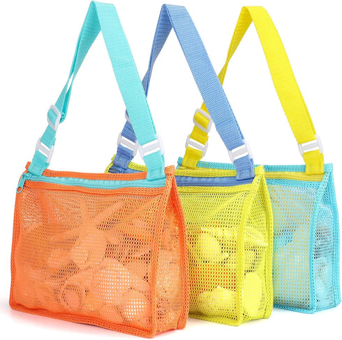 Tagitary Beach Toy Mesh Beach Bag Kids Shell Collecting Bag Beach Sand Toy