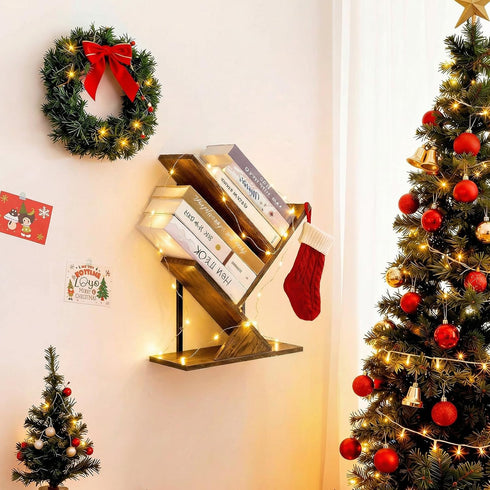 3-Tier Tree Book Shelves for Wall, Small Wall Mounted Shelves, Unique Hanging Bookshelf Storage Rack, Floating