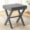 Sweetcrispy Vanity Stool Ottoman, Square Linen Makeup Stool Metal X Legs, Small