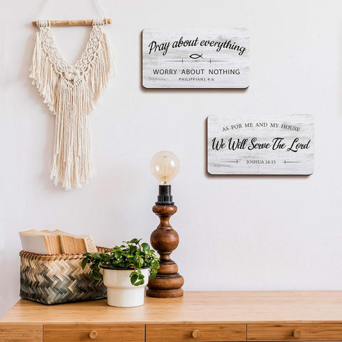 Jetec Rustic Wood Sign - 2 Pieces "As for Me and My House We Will Serve The Lord" Bible Verse Wall Decor