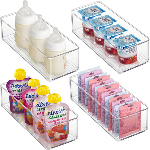 Heyuzb 4 PACK Freezer Organizer Bins Clear Stackable Storage Bins for Fridge
