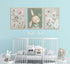 PPJ 3Pcs Nursery Bunny Wall Art Cute Rabbit Botanical Flowers Wall Decor Green Nursery Pictures Posters Girl Bedroom