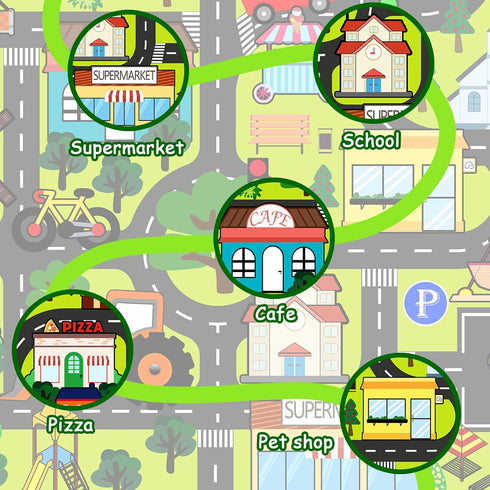 3'x5' Kids Carpet Playmat Rug Kids Car Rug Play Mat Educational Play Rugs Town Traffic Road Map Rugs City Life Car Mat