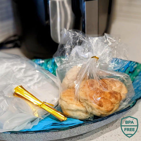 50 Pack 6 3 15) Reusable Plastic Bread Bags for Homemade - Clear Bag with Ties For An Airtight Moisture-free