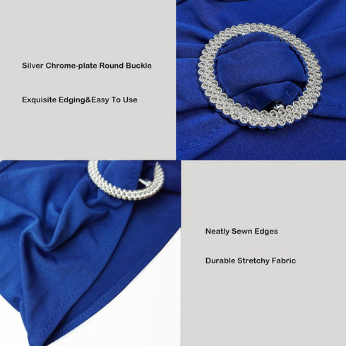 50PCS Spandex Chair Sashes Bands Stretch Chair Ties Bows with Buckle Slider for Wedding Party Banquet Decoration (Royal