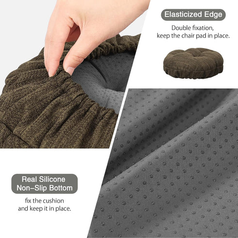 Set 2 2 (Brown,12" (30cm)) baibu of Stool Covers Round, Super Soft Round Bar Stool Cushion Covers Seat Cushion
