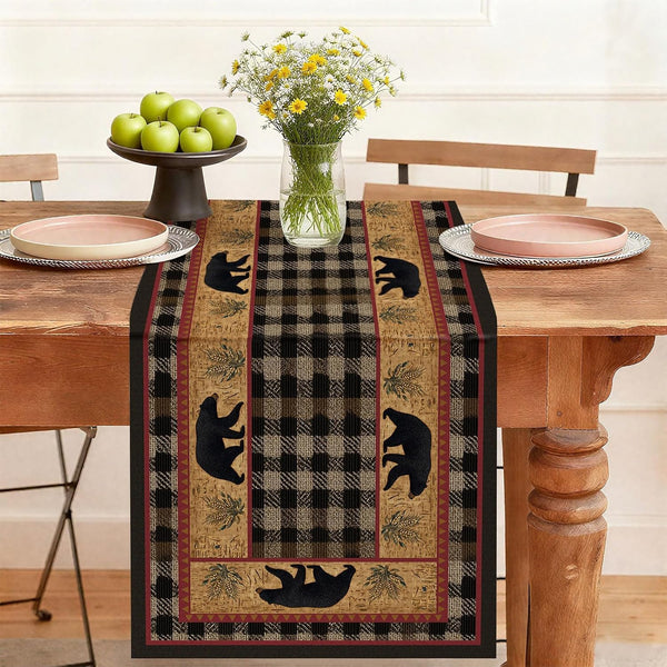 Bear Table Runner,Dining Decor for Kitchen Coffee Table Family Dinners Holiday Parties