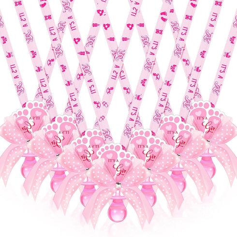 XunYee 36 Pcs Baby Shower Necklace Gender Reveal Cute Feet Acrylic Pacifiers