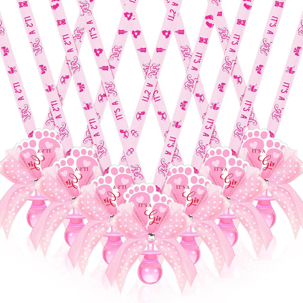 XunYee 36 Pcs Baby Shower Necklace Gender Reveal Cute Feet Acrylic Pacifiers