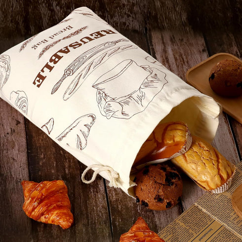 2 Pack Bread Bags for Homemade Bread, Reusable Bread Bags, Linen Bag with Plastic Liner for Sourdough & Bread Storage