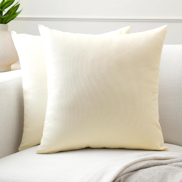 Encasa XO Throw Pillow Covers Set of 2, 18x18 in Natural | Cotton Pillow Covers for Living Room, Bed, Sofa