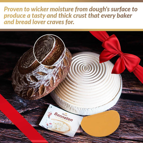 9 Inch Bread Banneton Proofing Basket - Baking Bowl Dough Gifts for Bakers, Proving Baskets for Sourdough