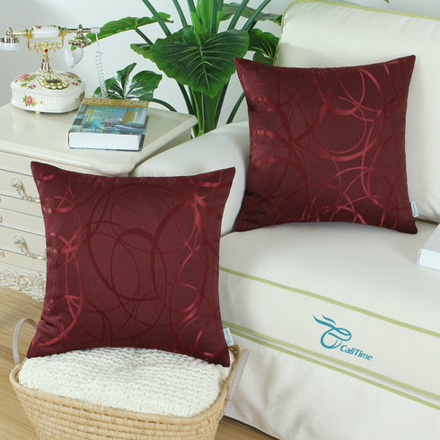 CaliTime 18 x 18 Inches Throw Pillow Covers Pack of 2, Modern Geometric Accent Cushion Cases in Burgundy