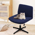 MINGPINHUIUS Armless Adjustable Chair Cover, Knitted Jacquard Velvet Slipcover for Office Desk Chair (Navy Blue)