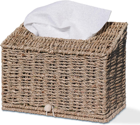 Seagrass Hand Towels Box Cover for Kleenex Disposable Paper Hand Towels, Handwoven