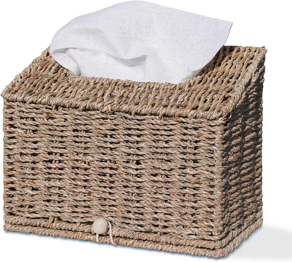Seagrass Hand Towels Box Cover for Kleenex Disposable Paper Hand Towels, Handwoven