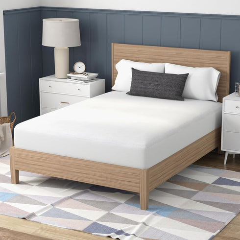 Vibe Premium Waterproof Terry Cloth Mattress Protector, King, White, Washable