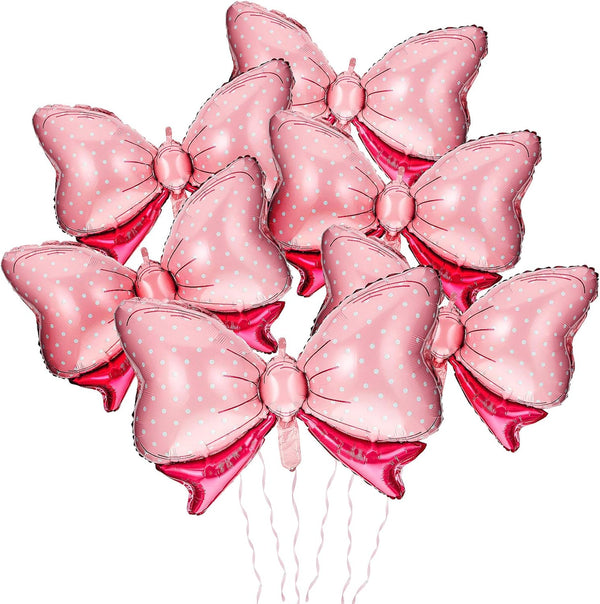6 Pieces Pink Bow Balloon Mouse Party Decoration, Jumbo Bow Balloon for Wedding and Gender Reveal