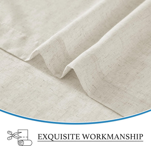 RYB HOME Natural Linen Blended Door Curtain, Privacy French Door Curtain, W 34 x L 69 in, 1 Pc