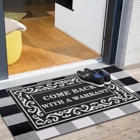 Welcome Mat, Outdoor Indoor Non-Slip Rubber Backing, Funny Come Back with A Warrant Door Mat