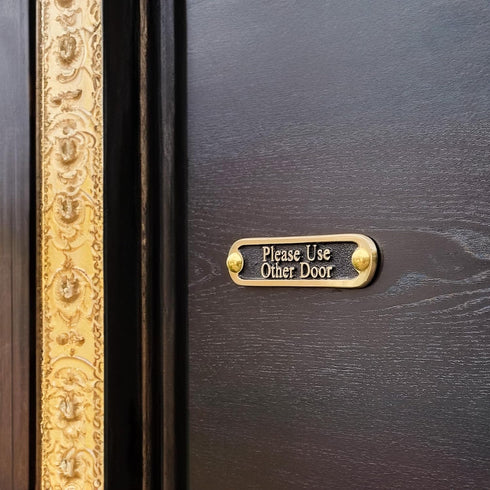 Please Use Other Door Brass Sign, Traditional Style Handmade Wall Plaque by The Metal Foundry UK