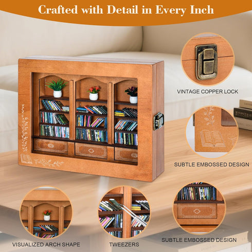 Pawnoc 200 1 3 1 Anxiety Bookshelf with Mini Books, Mini Library Decor, Shake Away Your Anxiety, Includes Bookshelf