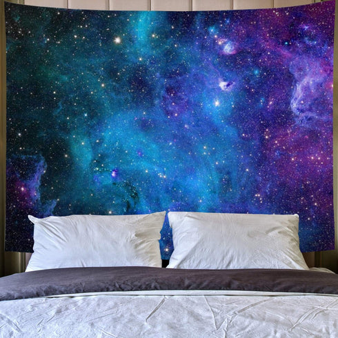 Lahasbja Galaxy Tapestry, Blue Starry Sky Universe Space Wall Hanging, Mysterious Nebula Stars Backdrop