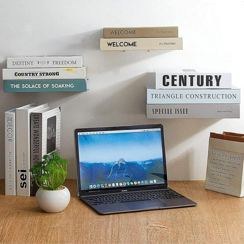 SHTCSZBA (Silver,2 Pack) Invisible Floating Bookshelves Wall Mounted, Heavy-Duty Book Organizers, Iron Wall Mount