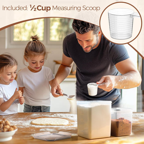 Set 3 (5.2L/5.5Qt) (2.5L/2.6Qt*2), Sets ComSaf Flour Sugar Storage Containers of Large Airtight Food Storage Containers