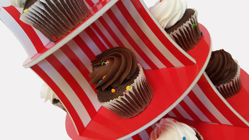 3 Tier Cupcake Stands, Themed Cupcake Serving Holders (Carnival)